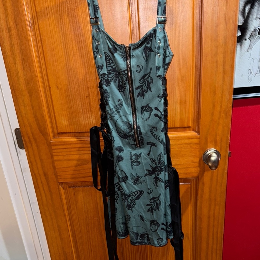 Skull Olive Green and black Dress